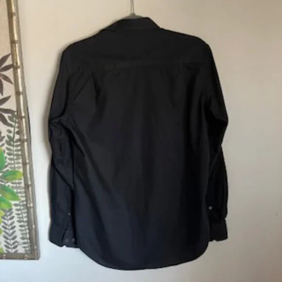 🧡3/15 Van Heusen Black Cotton Blend Button Down Shirt Men's S/P 14-141/2 - Picture 2 of 10